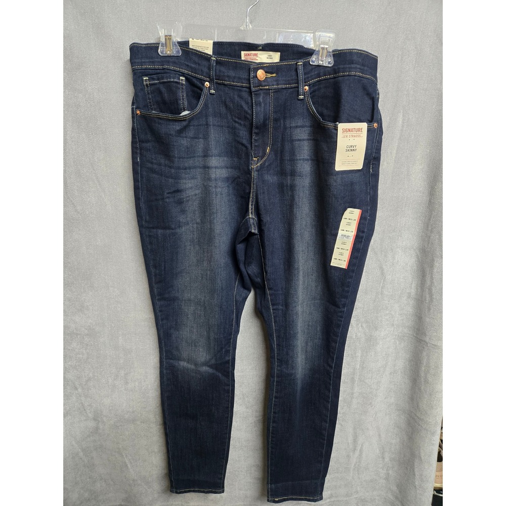 Signature by Levi Strauss Curvy Skinny Jeans Dark Wash Blue 16M W33 L30 NEW